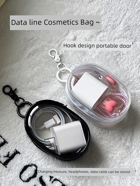 Transparent data cable storage bag travel and out digital charger cable management protection visual multi-purpose organizer bag