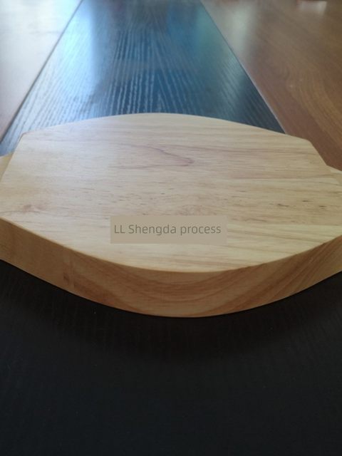 Thickened oak solid wood place horn plate base round casserole tray with ears anti-scalding table mat restaurant commercial