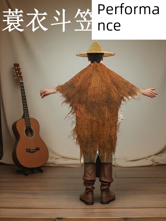 Straw Raincoat Bamboo Hat Wearable Brown Clothing Decorative Rainproof Old-Fashioned Straw Raincoat Agricultural Performance Clothes Children's Shawl Traditional Cloak