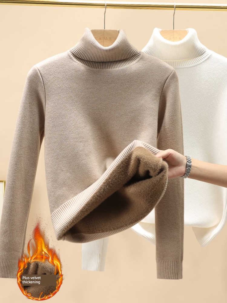 Autumn and winter Plush thickening Foreign style Soft waxy High collar sweater