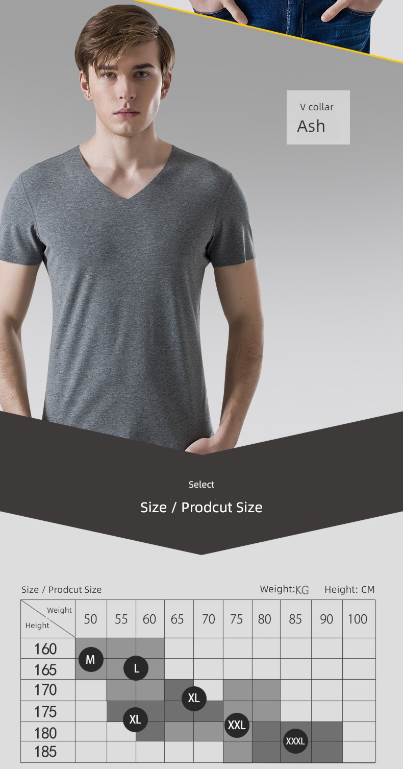 modal  man V-neck Tight fitting Undershirt Short sleeve T-shirt