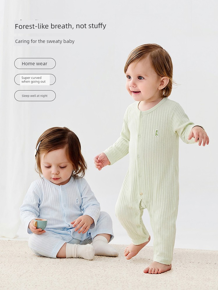 Tongtai Baby Jumpsuit Summer Thin Style Unisex Baby Clothes Children's Long-Sleeve Romper Pajamas Jacquard