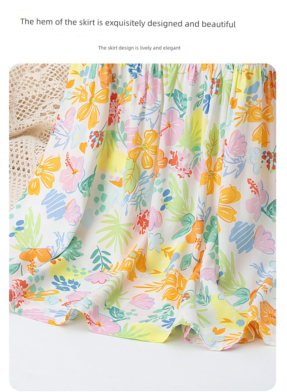 Summer Flying Sleeve Floral Children's Noil Poplin Dress — 10