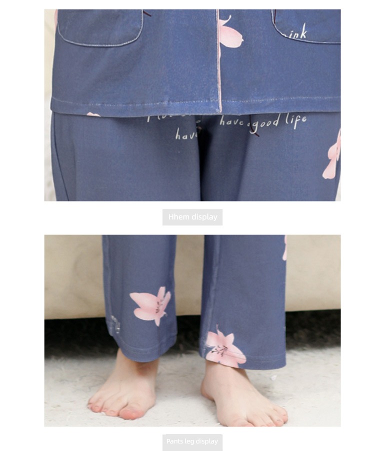 summer middle age mom Spring and Autumn Cotton mother-in-law pajamas