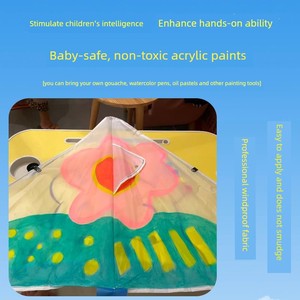 Children's Small Kite Painting Blank Graffiti Hand-Painted DIY Material Kit Coloring Easy-To-Fly in the Breeze Education