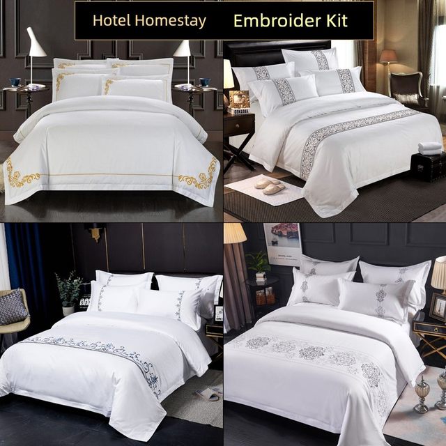 Hotel bedding four-piece set special linen cotton pure cotton bed sheet quilt cover B&B five-star hotel bedding