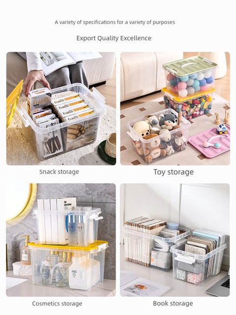 Transparent snack storage box Home desktop toys Lego finishing box Cosmetics Books Miscellaneous plastic storage basket