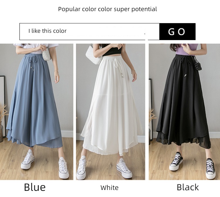 fashion fold High waist Sagging sensation Thin money Nine points Wide leg pants