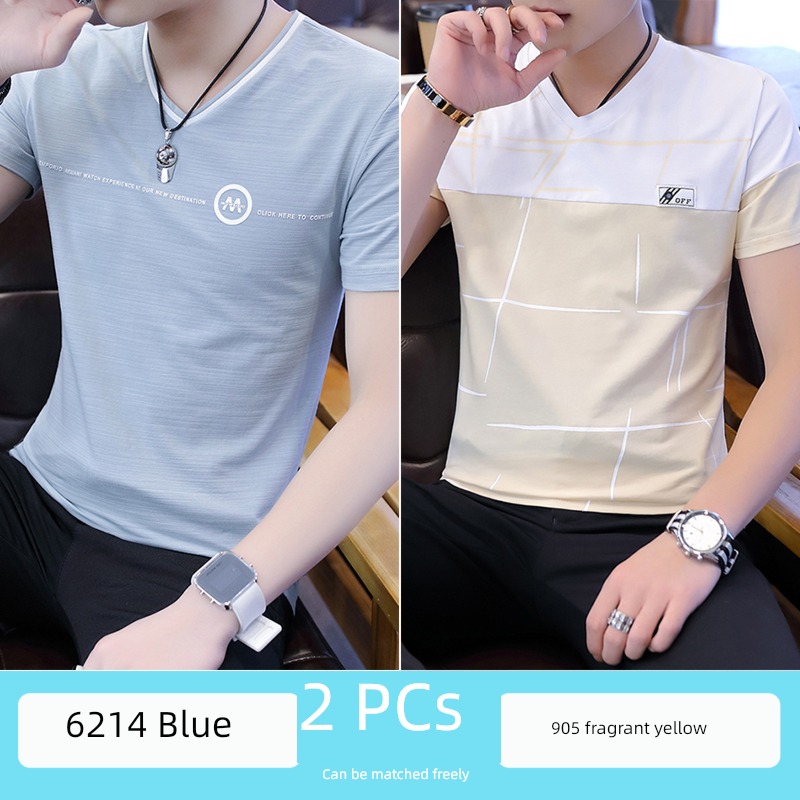 Ice feeling man V-neck breathable Absorb sweat Body Short sleeve T-shirt