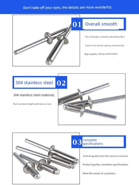 304 stainless steel core pulling rivets/pull rivets round head pulling nails torch nails torch decoration