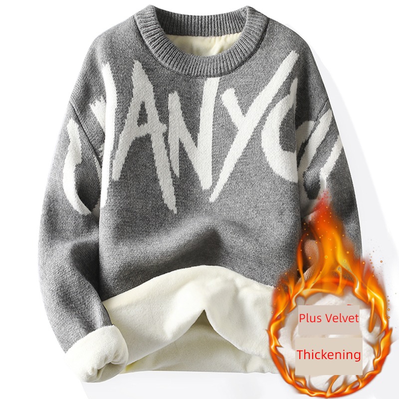 Plush Korean version trend Round neck easy keep warm sweater