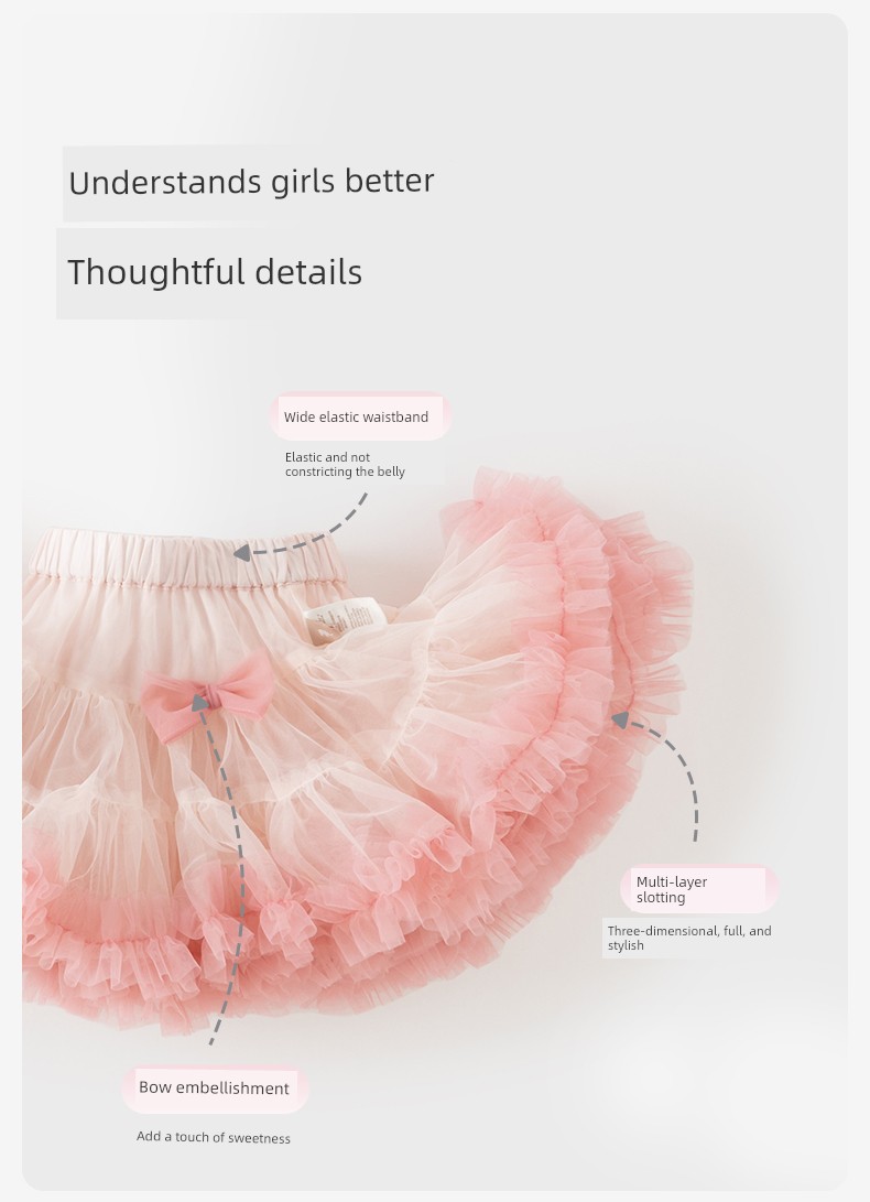 David Bella Girls' Tutu Skirt Summer New Style Kidsren's Pink Princess Skirt Baby Puffy Skirt — 9