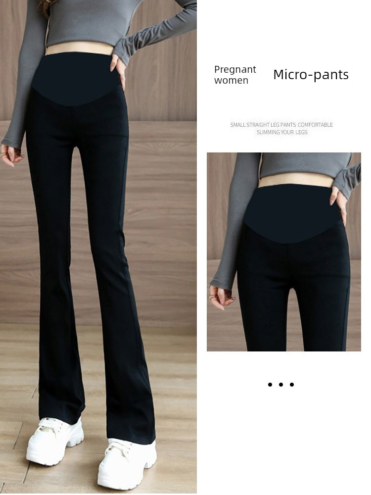 Spring and Autumn Elastic Slimming and Velvet Padded Black Pregnant Women's Pants — 2