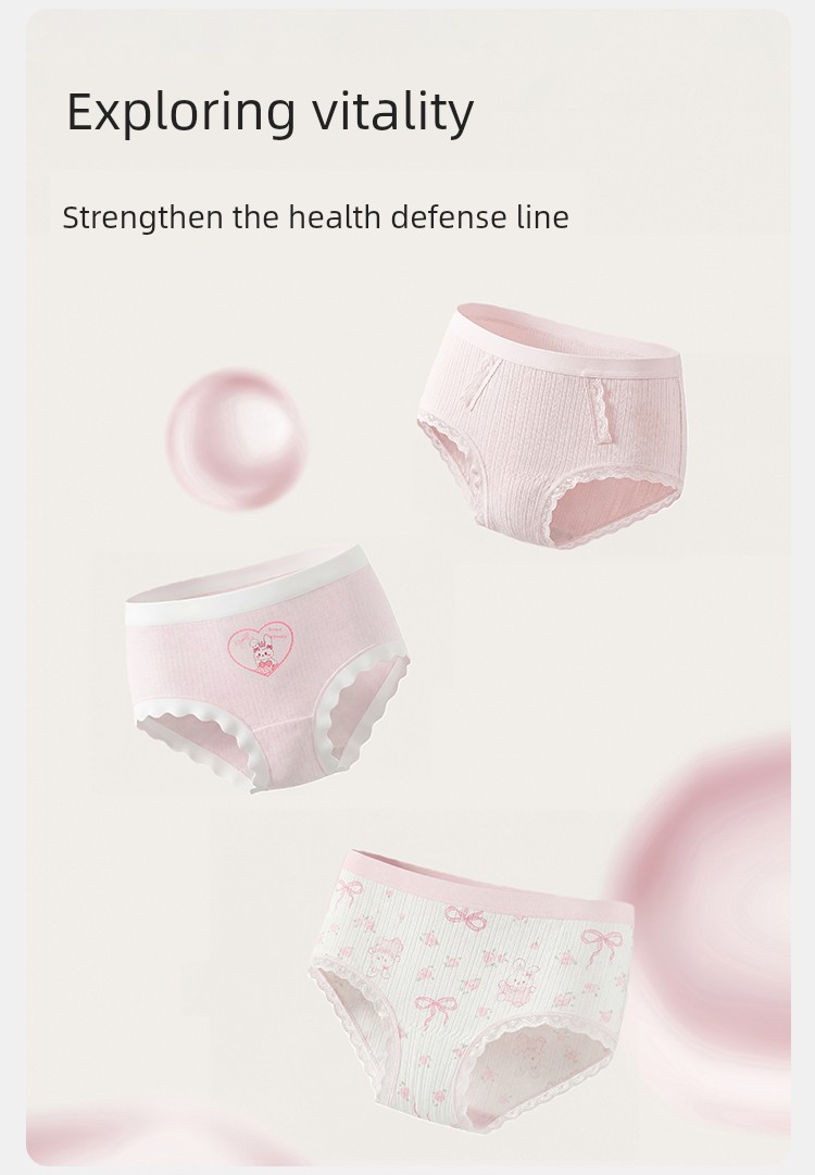 Balabala Girls' Cotton Boxer Briefs Children's Triangle Briefs Baby Boxer Briefs Class a Skin-Friendly Antibacterial Breathable Three-Pack — 4