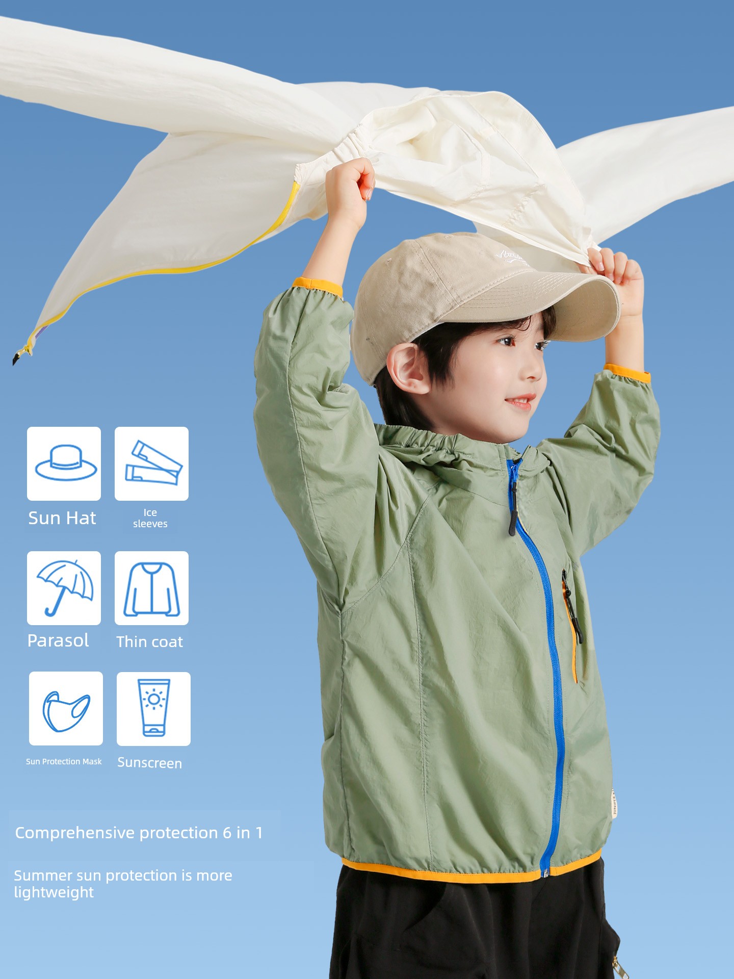 Haima's Children's Sun Protection Clothing Summer 2026 New Summer Style Skin Jacket Girls' Lightweight Coat Boys' Sun Protection Clothing — 3