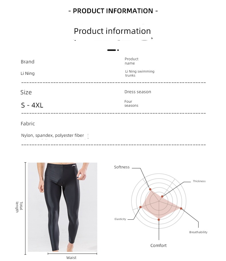 Li Ning Long legged Nine points Sunscreen keep warm Snorkeling swimming trunks