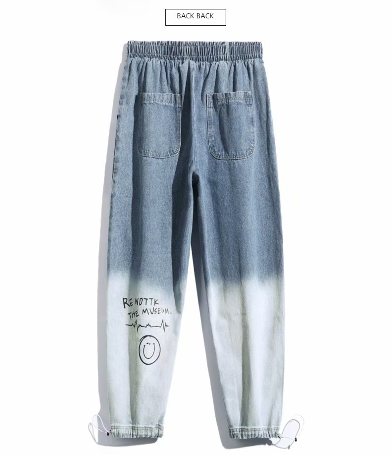 Chaopai Spring and Autumn Tie one's feet Graffiti Big size Jeans