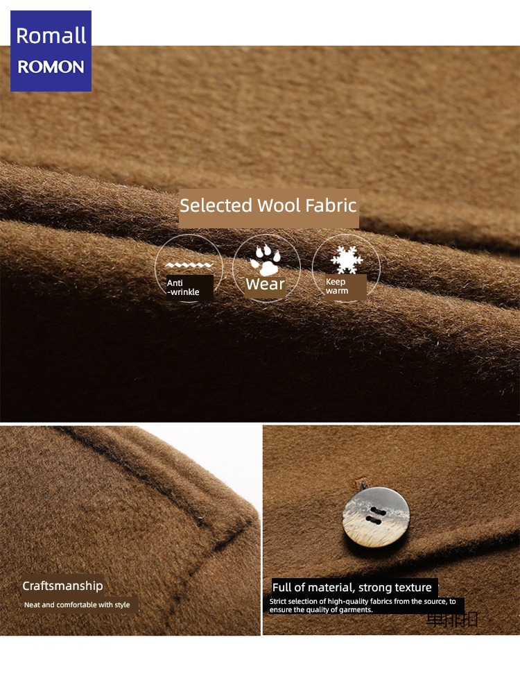 Romon Hooded Wear on both sides Medium and long term high-end wool