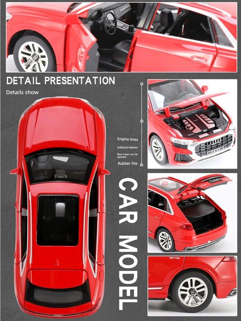 1 24 Audi Q8 car model big off-road vehicle SUV simulation alloy children's toy car boy ornaments collection