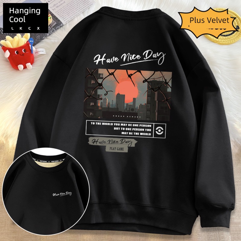Retro ins easy winter clothes Plush thickening 6xl Sweater