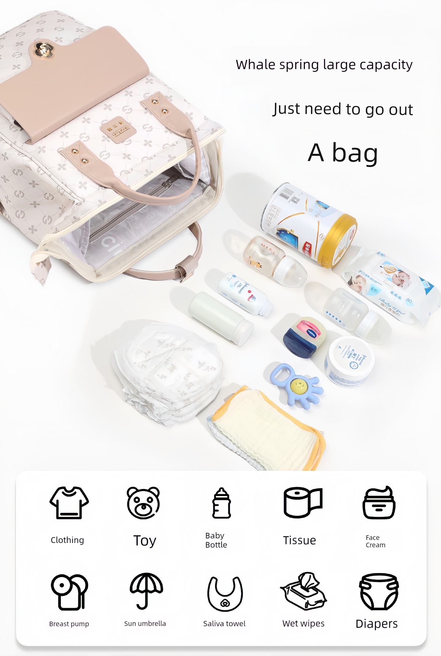 New Fashionable Mommy Bag, Multi-Functional, Large-Capacity, Waterproof Mother-Child Backpack, Lightweight Bag for Moms to Carry When Going Out with Their — 4