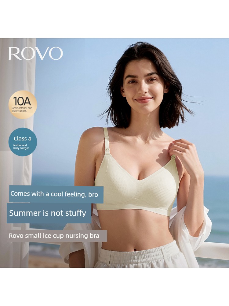 Rovo Maternity Nursing Bra, Summer Thin Style, Anti-Sagging, Specially Designed for Breastfeeding, 2026 Ultra-Thin Sleep-Wearable Bra