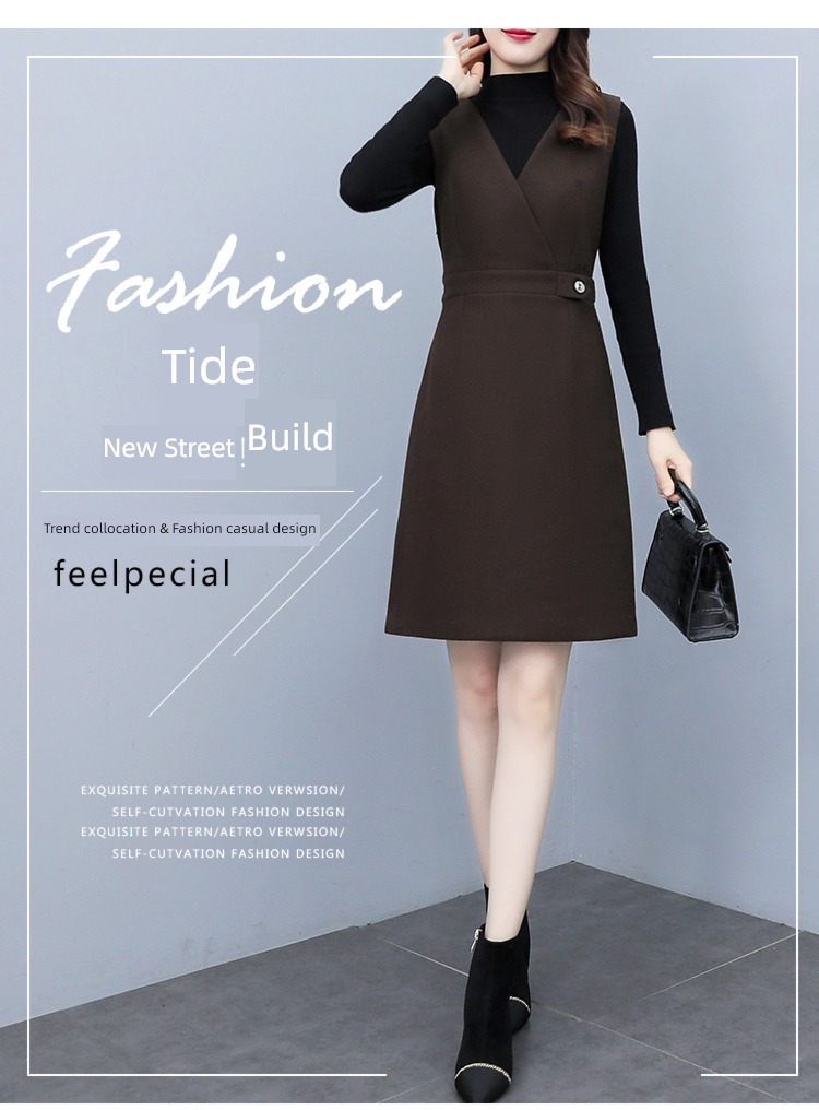 Age reduction Wool Autumn and winter Show thin Vest Dress