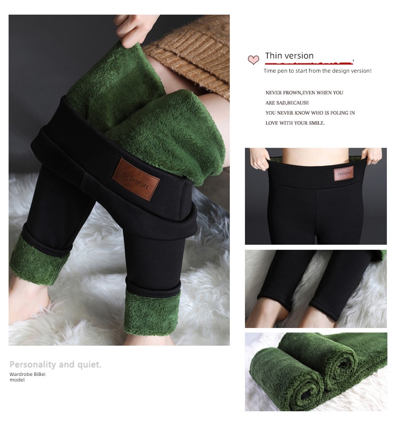 Autumn and winter Lamb cashmere thickening elastic force Self-cultivation Leggings