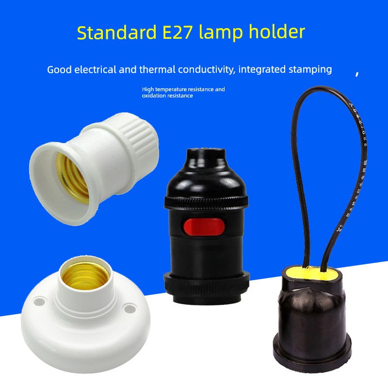 E27 Screw Holder LED Lamp Holder Bulb Holder Socket Light Base Ceiling Open-Mounted Suspension Wire Screw Energy-Saving Lamp Holder