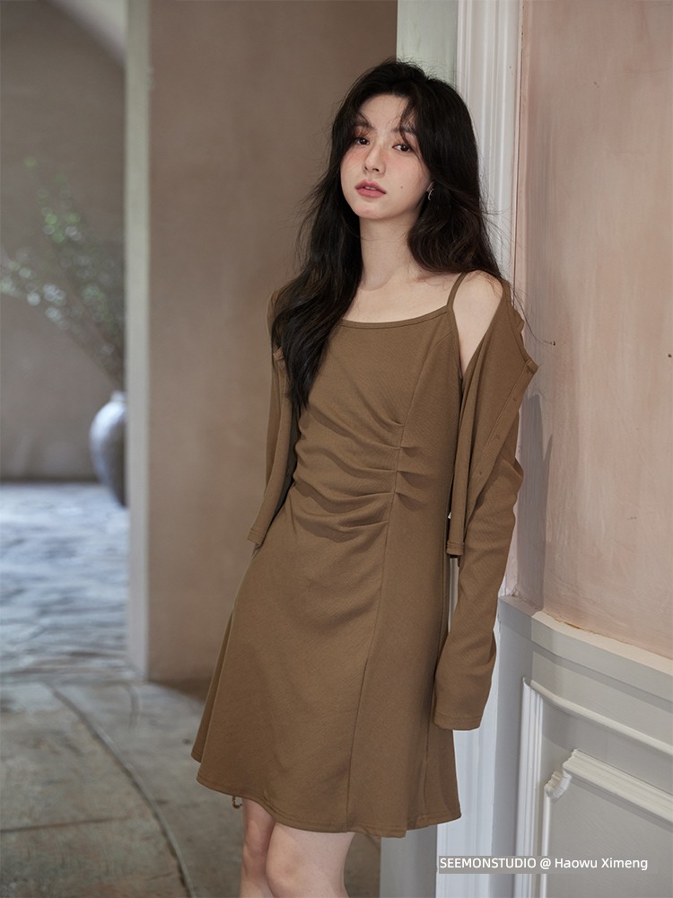 Evening Meng Sense of design French Wear camisole Dress