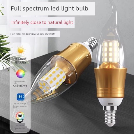 Full Spectrum Eye-Protecting Led Candle Light E14 Screw Base E27 Large Screw Base First-Class Energy-Saving Home Hotel Chandelier Light Source