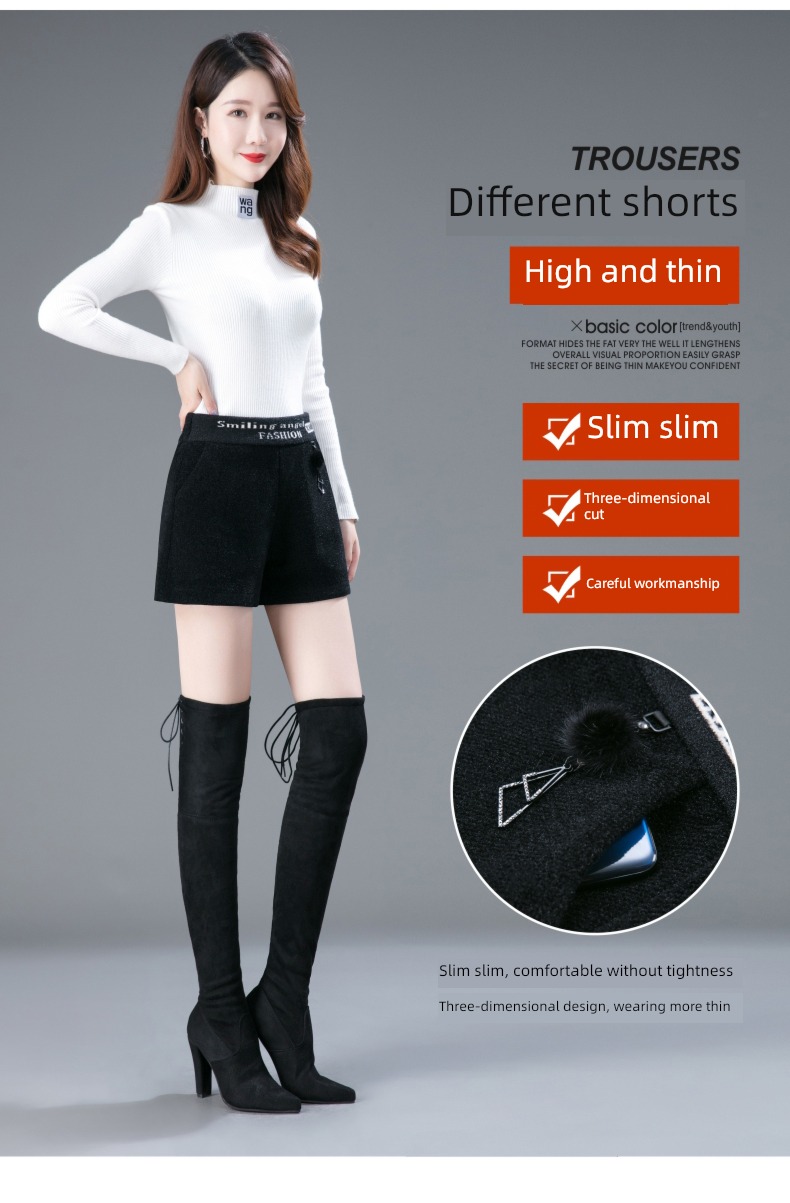 chenille  Autumn and winter High waist A word leisure time shorts