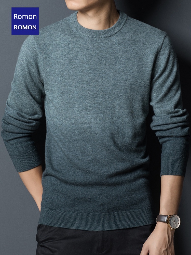 Pure sheep Romon Gradients knitting Lay a foundation man sweater