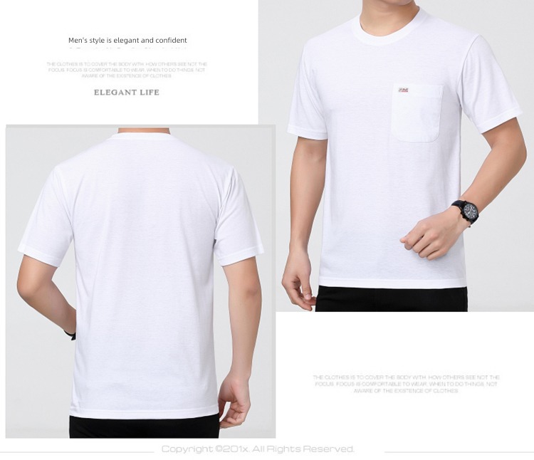 middle age Real pocket leisure time Big size Sweaters Short sleeve T-shirt