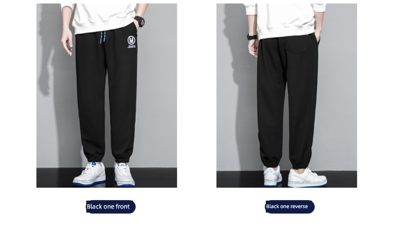 white leisure time ventilation Tie one's feet Autumn and winter Nine points sweatpants