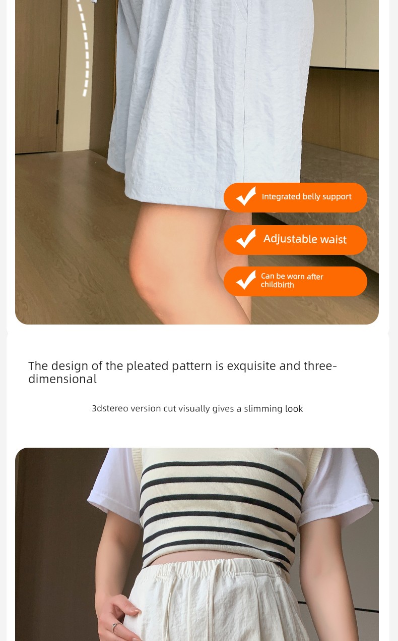 Shorts for Pregnant Women Summer Thin Outwear No Belly Support Not Tight Belly Nougat Pastry Pants Loose Casual Leggings Summer Wear — 10