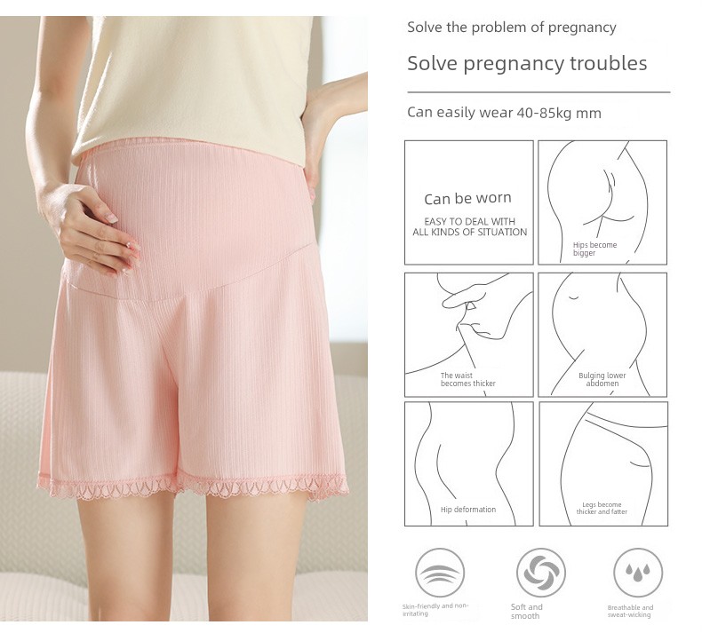 Maternity Safety Shorts with Skirt, Summer Thin Style, Loose Fit for Pregnancy, Ice Silk Shorts, Plus Size 100kg Leggings — 9