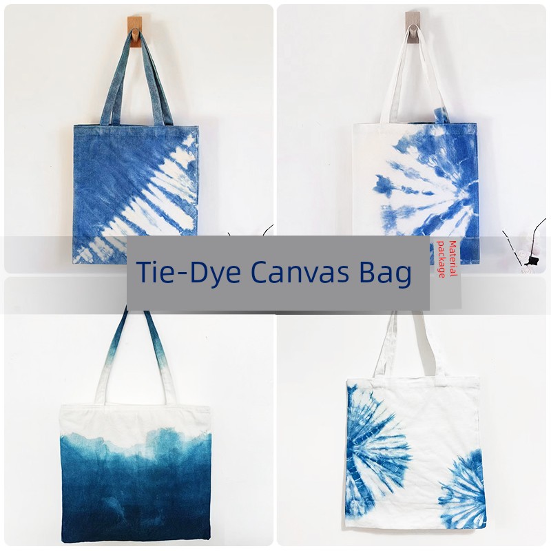 Tie-Dye DIY Material Package Kindergarten Tie-Dye Pigment Kids Tie-Dye Canvas Bag Hair Ring Hat Tool Suit