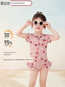 Girls' Swimsuit, One-Piece, Cute, Lace, Sun Protection, Baby Girl Swimsuit, Fashionable, Quick-Drying