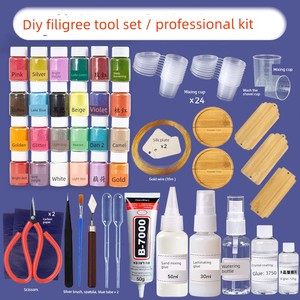 Intangible Cultural Heritage Cloisonné DIY Handmade Enamel Tools Scissors Copper Wire Uv Glue Full Set of Materials Kit