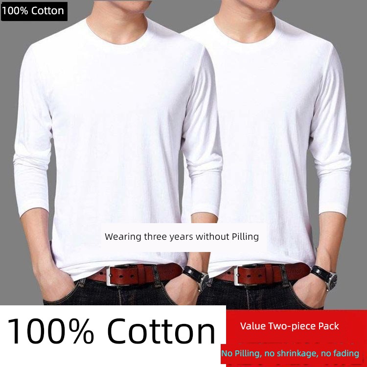 pure cotton man Long sleeve T-shirt Undershirt Two pack