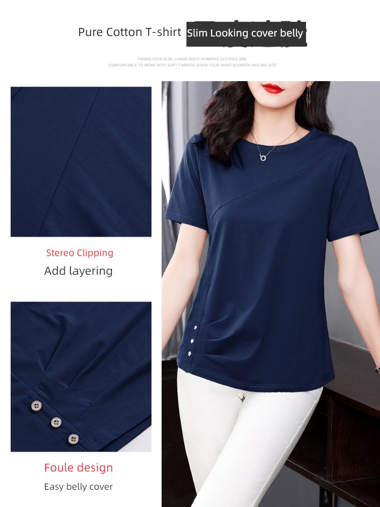 Short sleeve summer wear middle age mom Foreign style jacket T-shirt