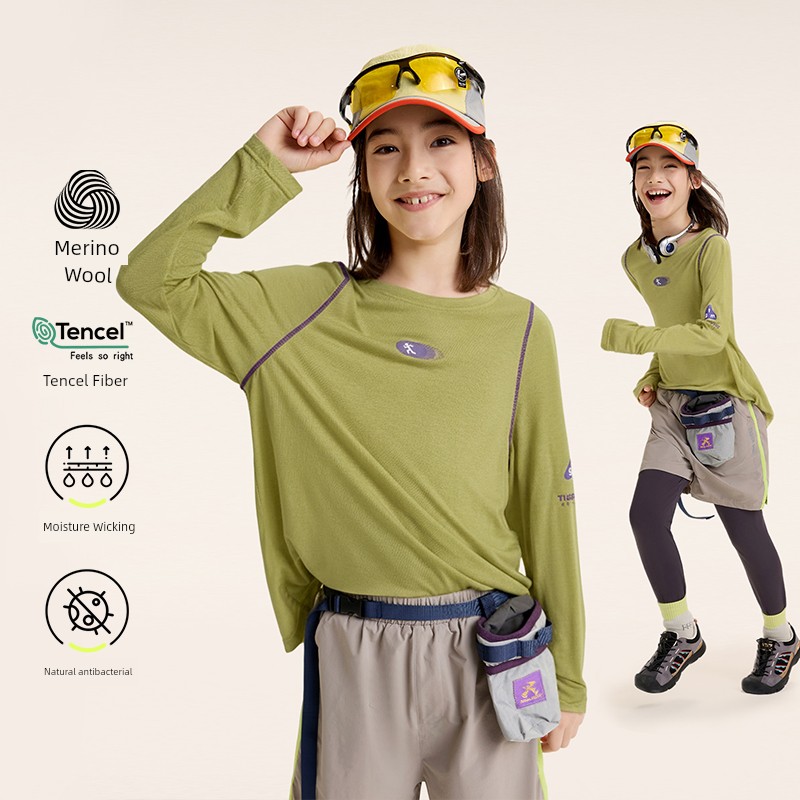Merino Wool [Moisture-Absorbing and Quick-Drying] Kidsren's Long-Sleeved T-Shirt Girls' Quick-Drying Clothing Boys' 2026 Autumn New Style — 5