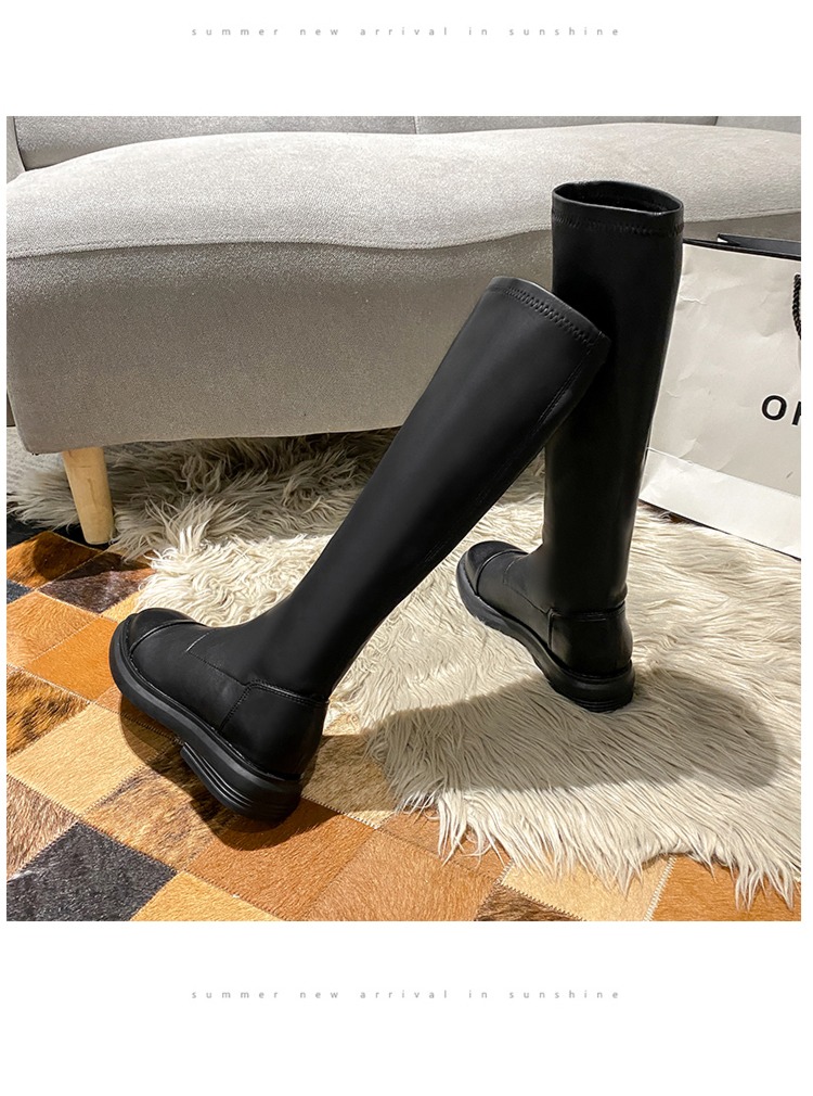 white Below the knee elastic force Show thin little chap Boots