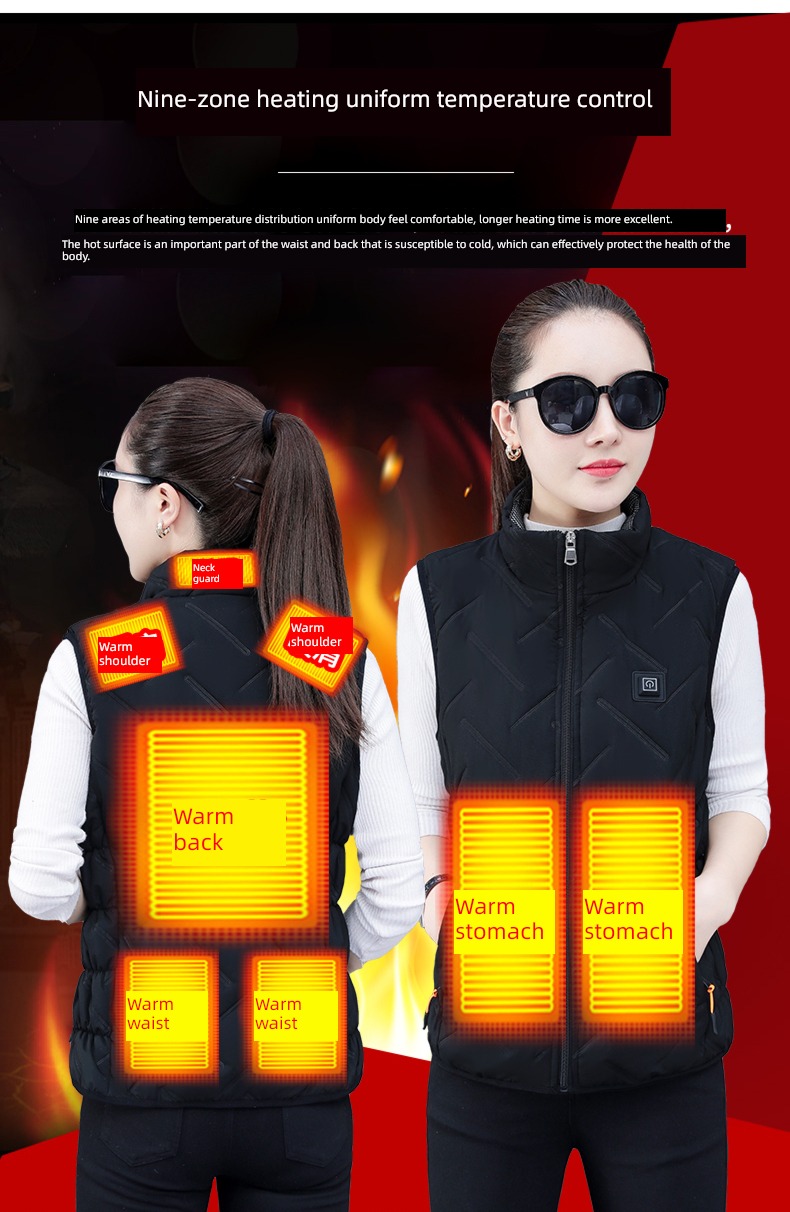 USB intelligence temperature control charge Self heating clothes Vest
