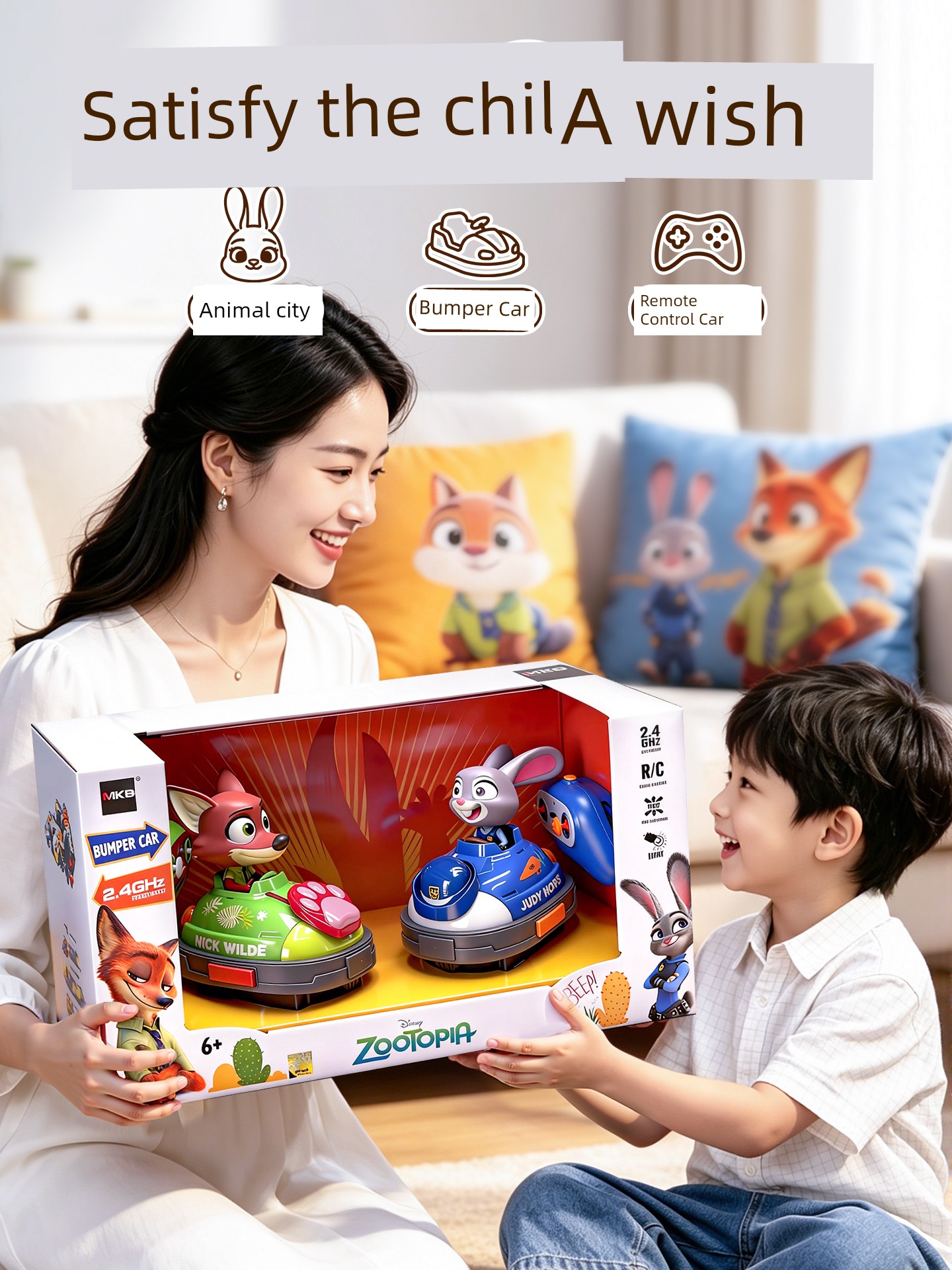 Children's Day Gift Zootopia Remote Control Bumper Car for Boys 8 Toys 2026 Birthday 3 Girls 4 to 7 Years Old