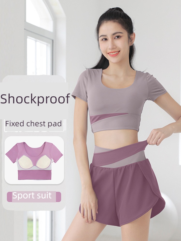 female major Quick drying With chest pad Short sleeve Yoga clothes