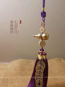 Ziqi Donglai Brass Qing Dynasty Five Emperors' Coins Copper Gourd Pendant Large Door to Door Living Room Auspicious Fu C