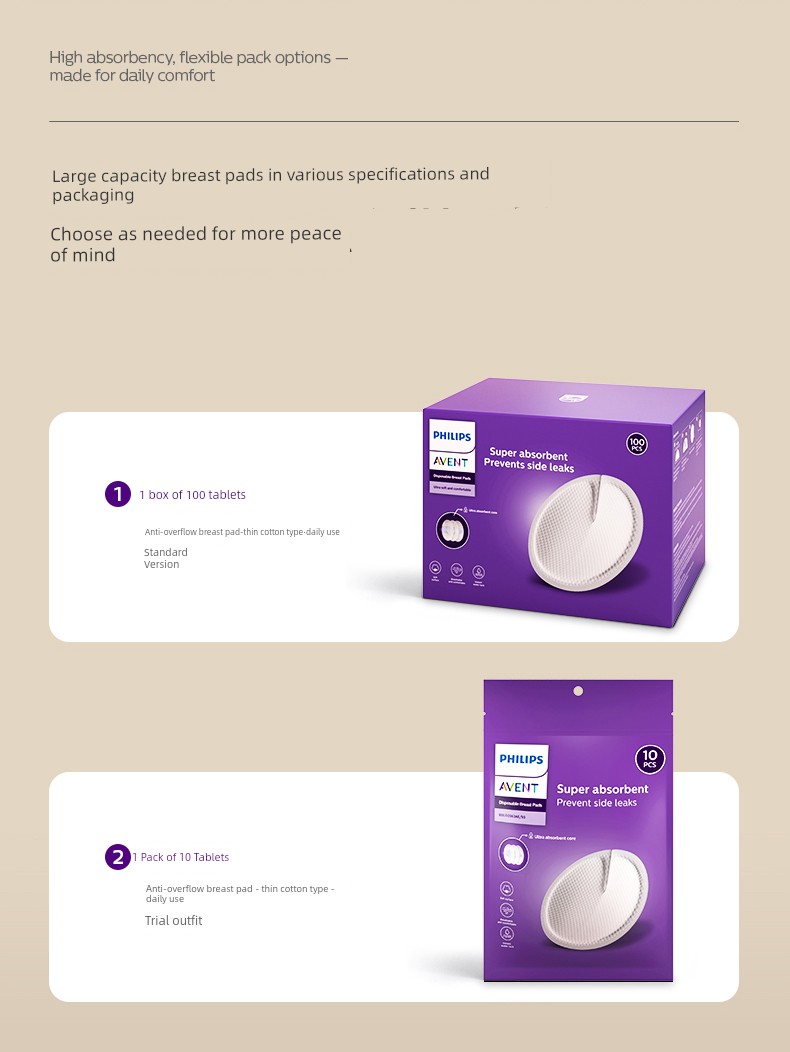 Philips AVENT Anti-Overflow Breast Pad Breastfeeding Postpartum Disposable Breathable Milk Leak-Proof Pad Breast Pad 2 Boxes — 15