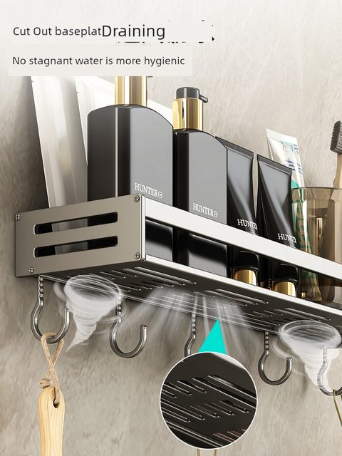 Bathroom storage rack bathroom pore-free towel rack integrated toilet double-layer bathroom wall storage rack wall hanging
